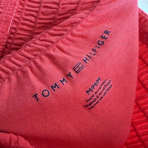 MODAL knit Top Smocked Puff Sleeve Square Neck Top pink Tommy Hilfiger NWT - Picture 8 of 9